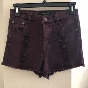 MINKPINK Distressed high-waisted shorts